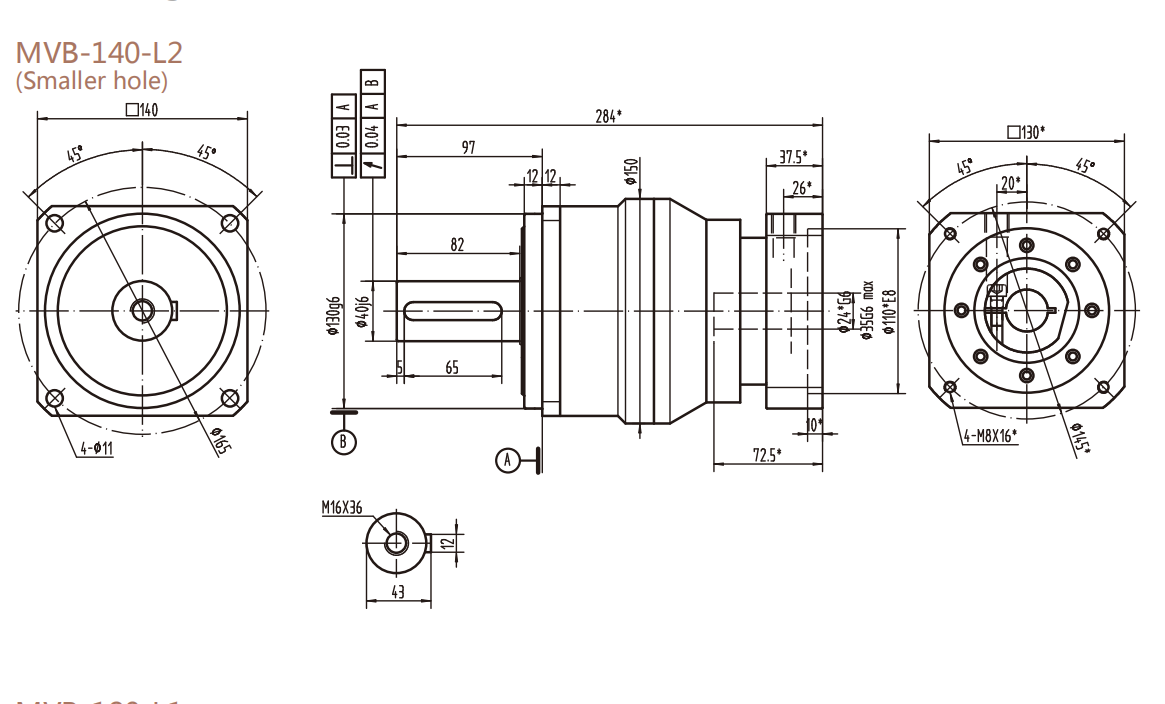 MVB-140-L2系列精密行星减速器型号尺寸与图纸