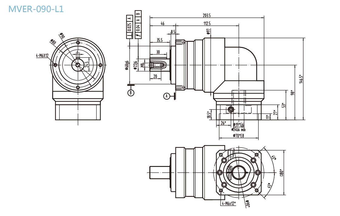 MVER-090-L1系列精密行星减速器型号尺寸与图纸