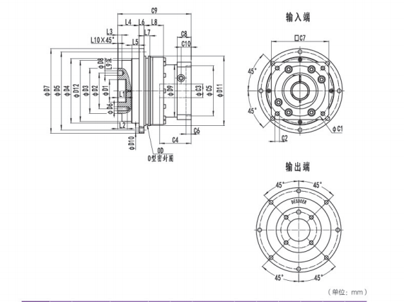 ND047系列精密行星减速机型号与尺寸图纸