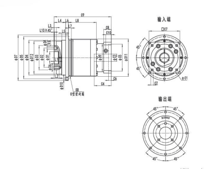 ND047A系列精密行星减速机尺寸参数图纸