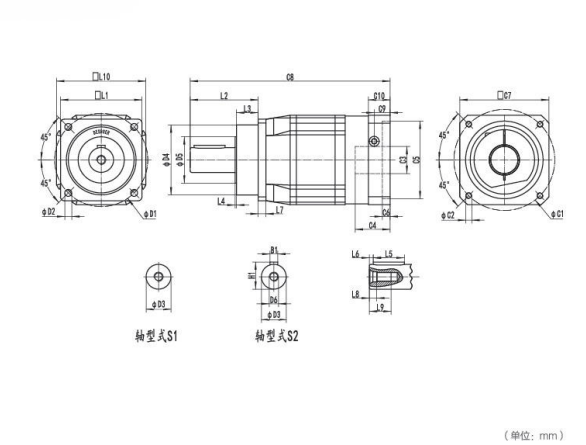 NF075A系列精密行星减速器型号尺寸与图纸
