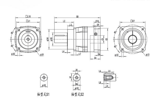 NF100系列精密行星减速器型号尺寸与图纸大全
