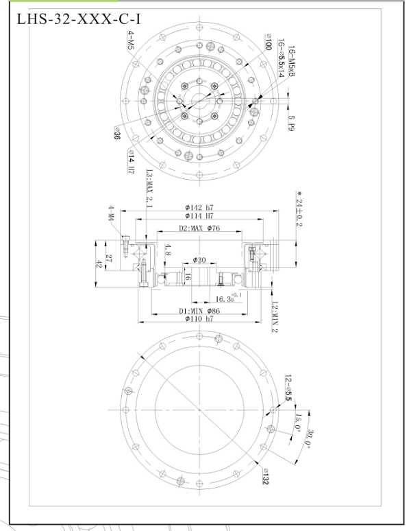 LHS32谐波减速机尺寸图