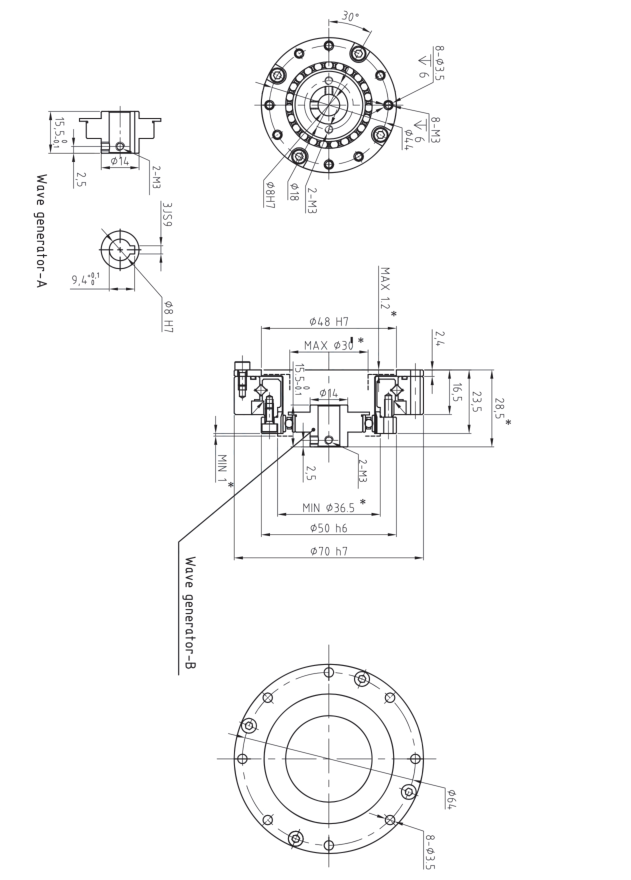 LHT14谐波减速机图纸