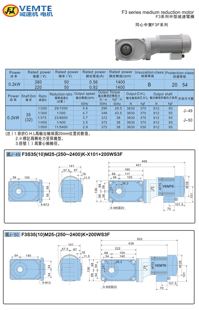 标准型大速比带电机0.2KW-实心轴