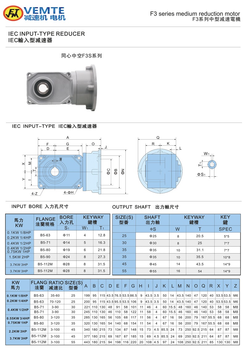 标准型法兰入孔出通用款0.1-3.7KW