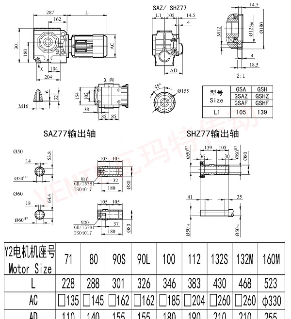 SAZ77 SHZ77减速机图纸